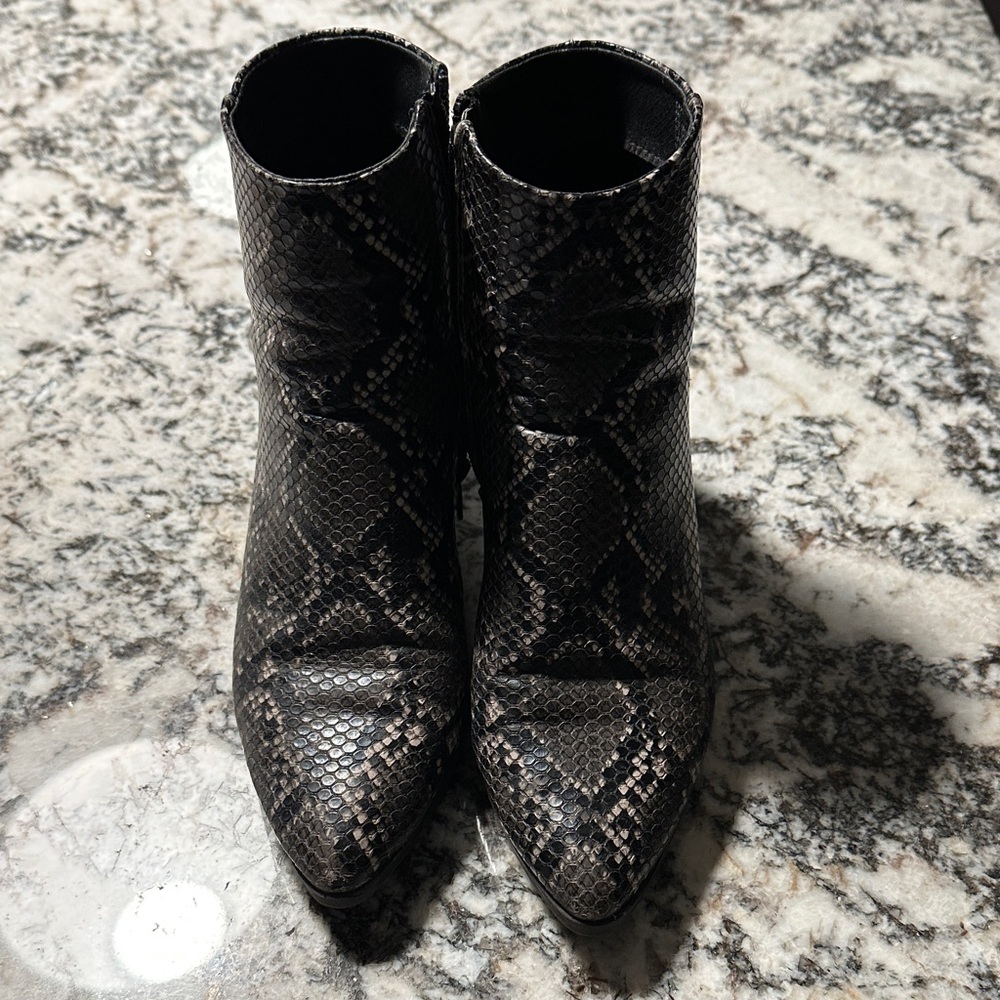 Madden Girl Black Snakeskin Heeled Boots